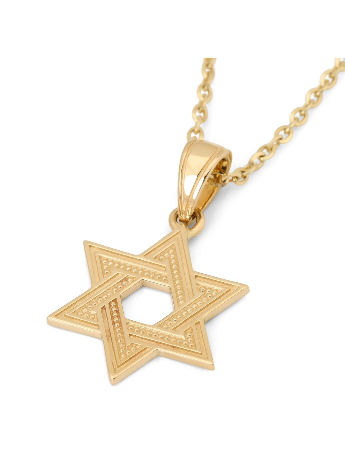 Interlocking 14K Gold Star of David Pendant Necklace for Women