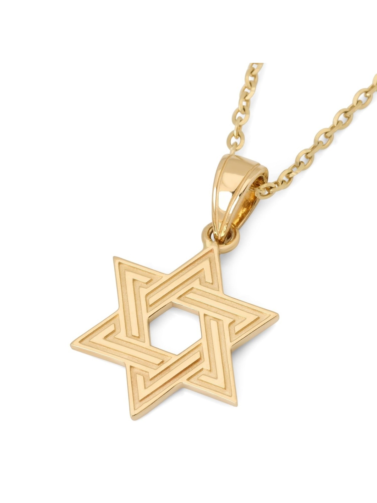 Interlocking 14K Gold Star of David Pendant Necklace for Women