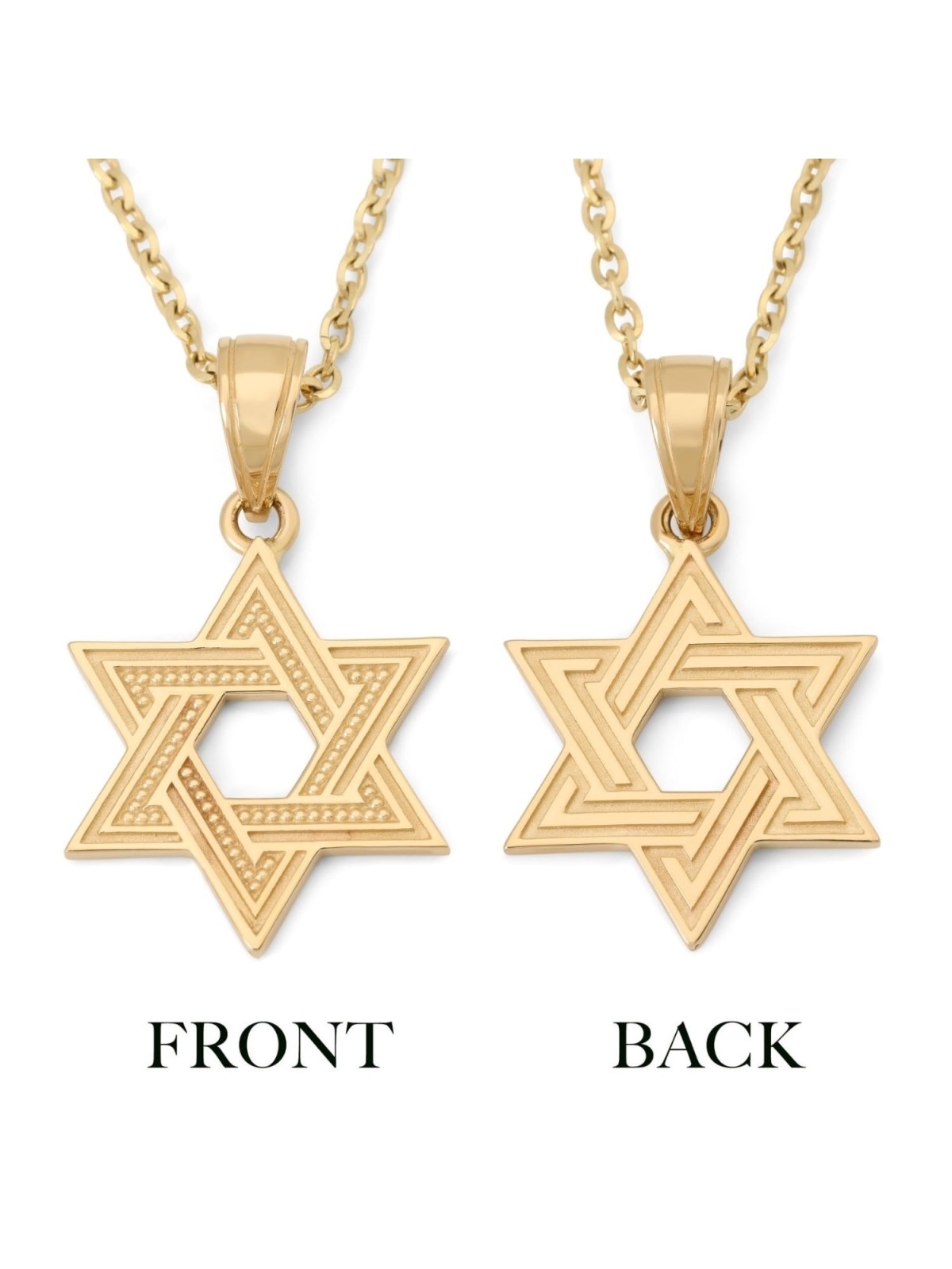 Interlocking 14K Gold Star of David Pendant Necklace for Women
