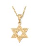 Collier avec pendentif étoile de David entrelacé en or 14 carats pour femme