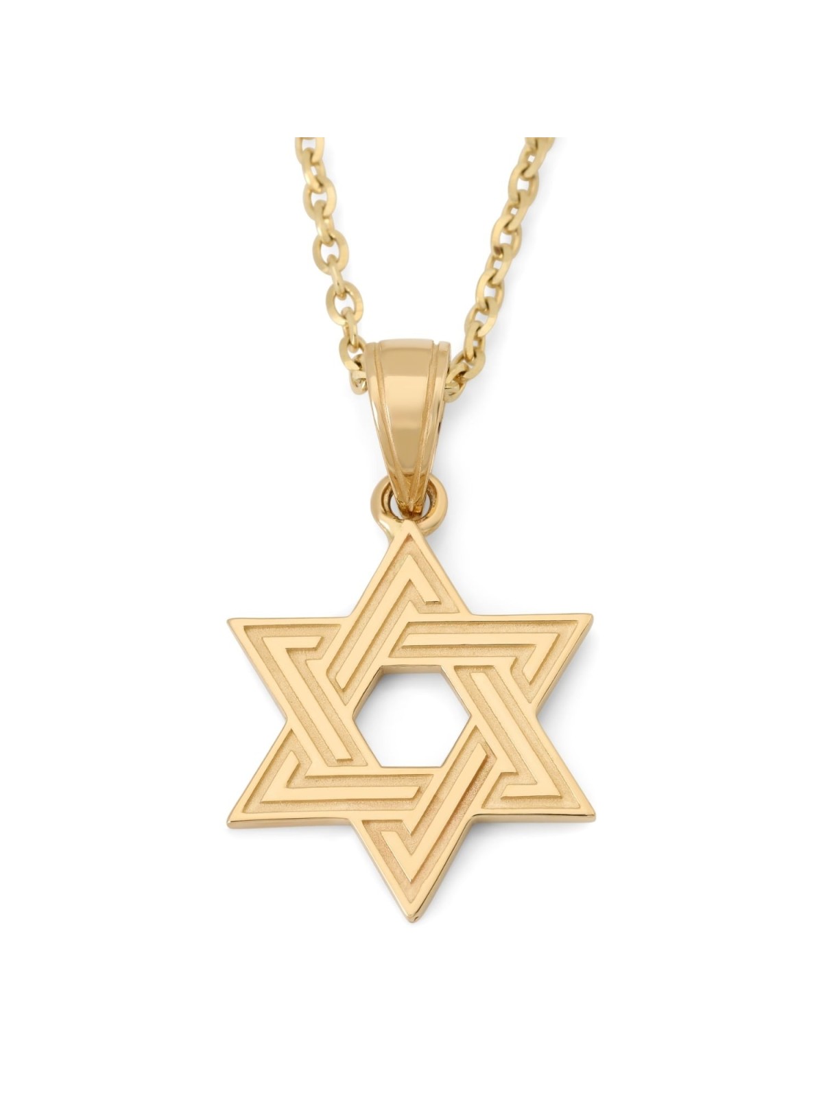 Collier avec pendentif étoile de David entrelacé en or 14 carats pour femme