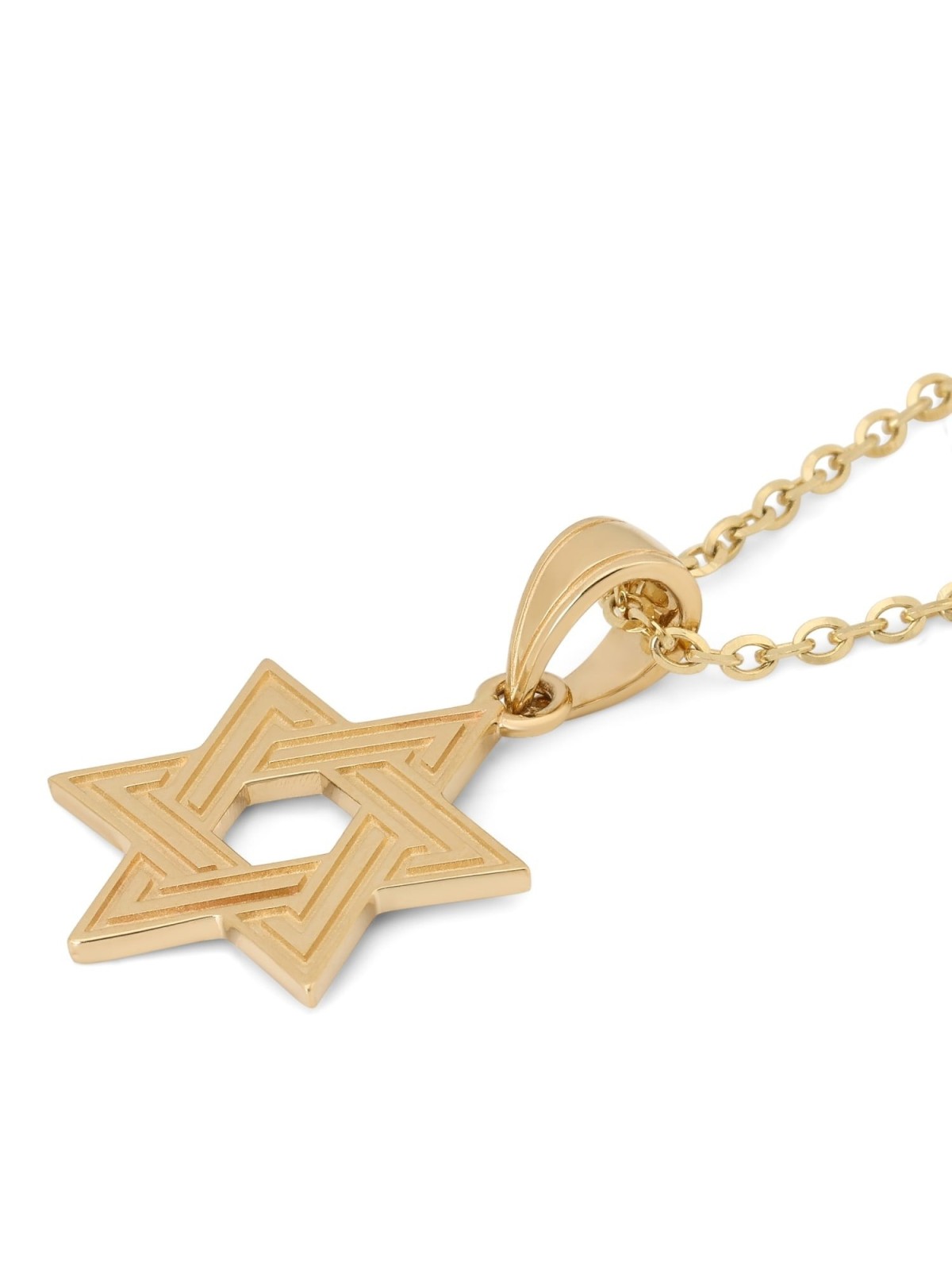 Interlocking 14K Gold Star of David Pendant Necklace for Women