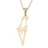 Large 14K Gold Map of Israel Pendant with Chai - Unisex - Yellow or Wh