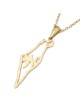Large 14K Gold Map of Israel Pendant with Chai - Unisex - Yellow or Wh
