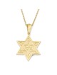 14K Gold Solid Star of David Pendant with Raised Chai