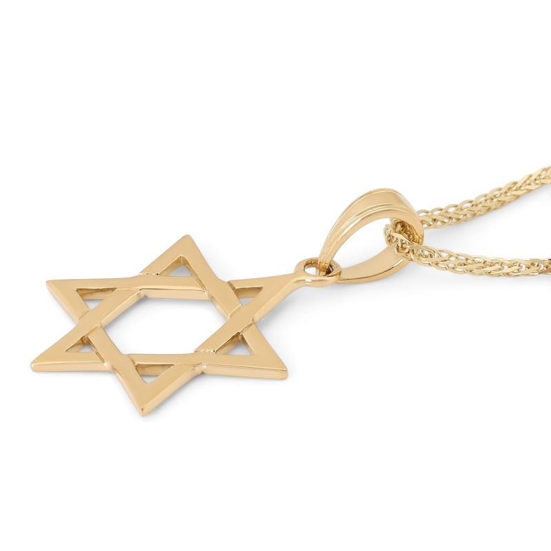Pendentif raffiné étoile de David en or jaune 14 carats