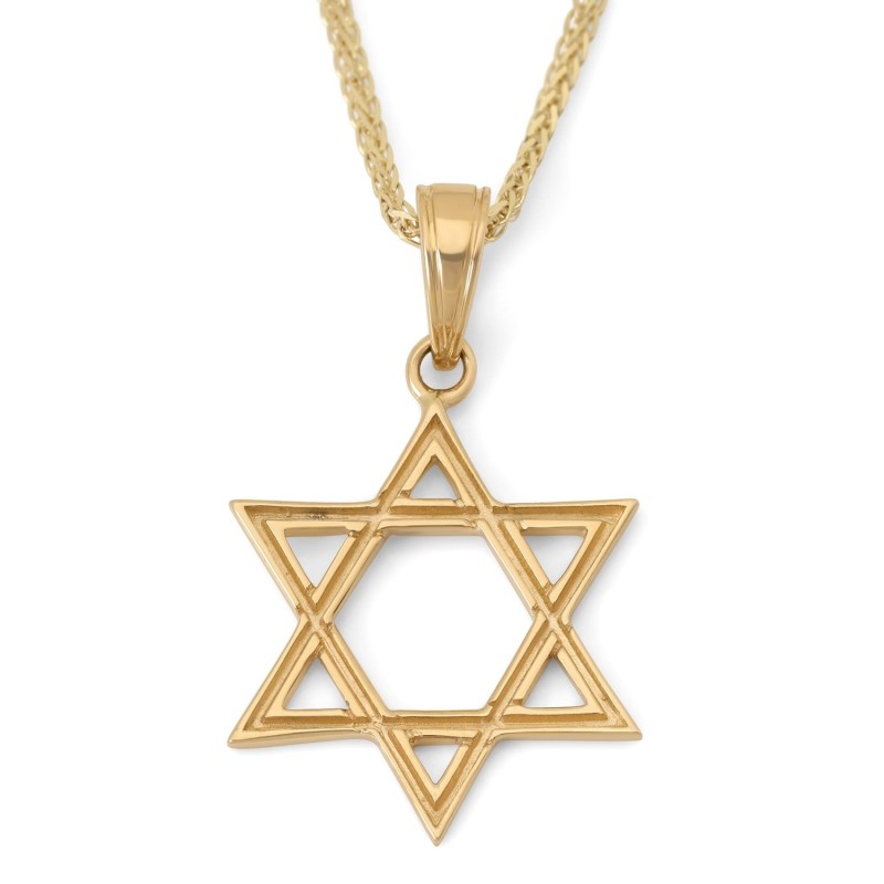 Pendentif raffiné étoile de David en or jaune 14 carats