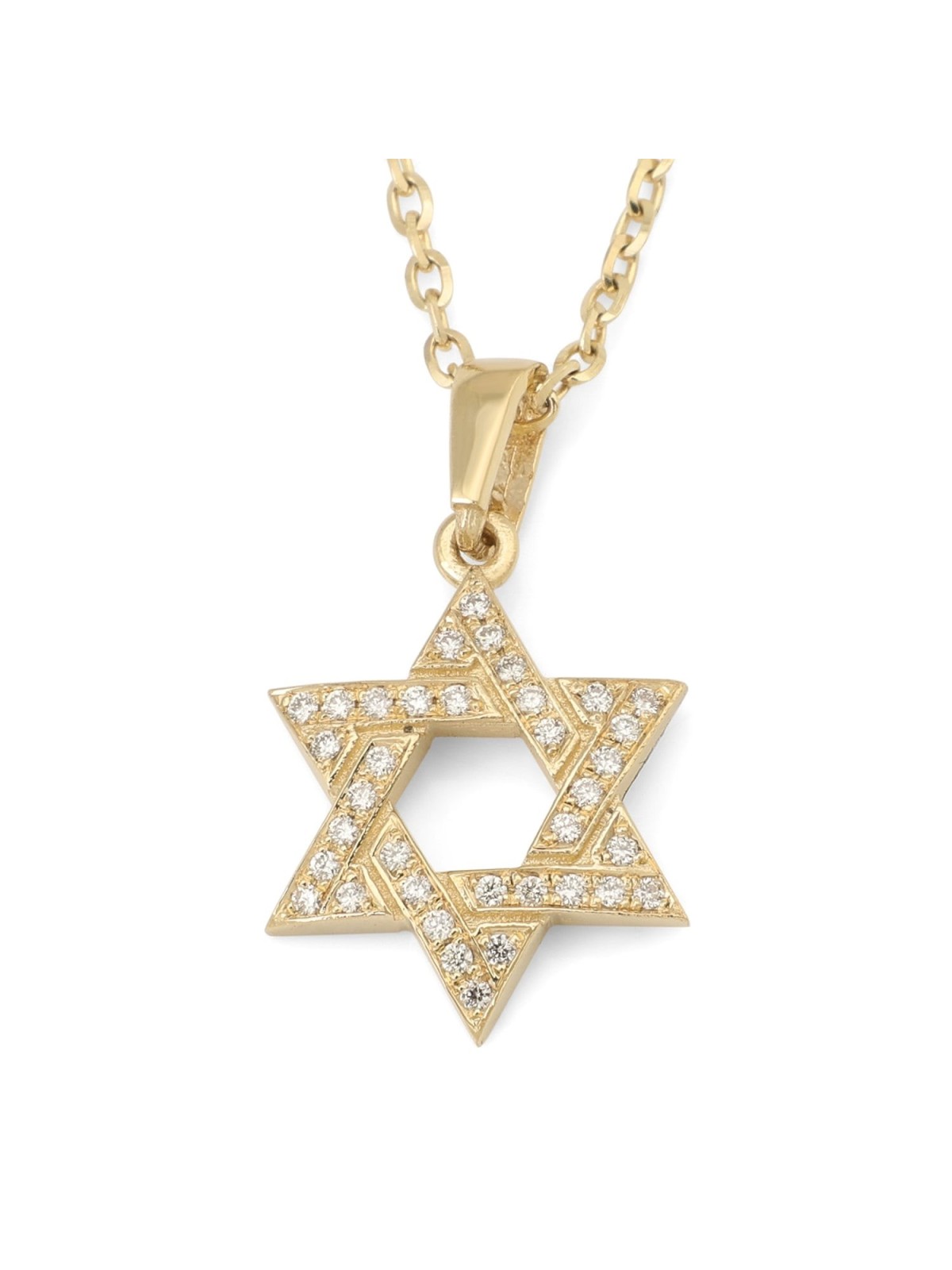 שרשרת תליון מגן דוד זהב 14 קראט עם יהלומים