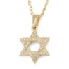 14K Gold Interlocking Star of David Pendant Necklace with Diamonds