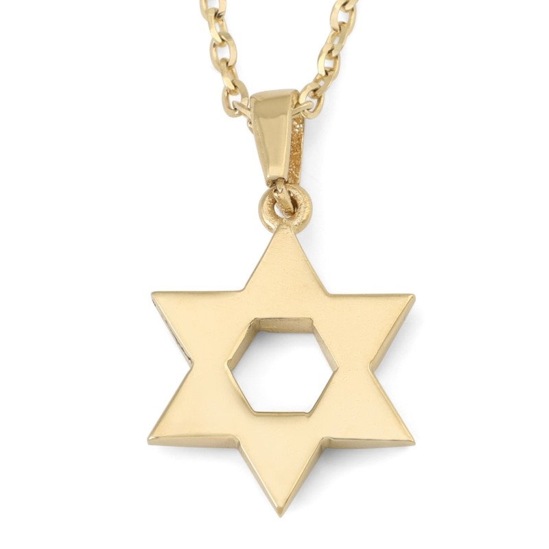 שרשרת תליון מגן דוד זהב 14 קראט עם יהלומים