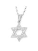 Collier à pendentif étoile de David entrelacée en or 14 carats avec diamants