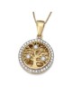 14K Gold Round Tree of Life Pendant Necklace With Diamonds