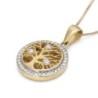 14K Gold Round Tree of Life Pendant Necklace With Diamonds