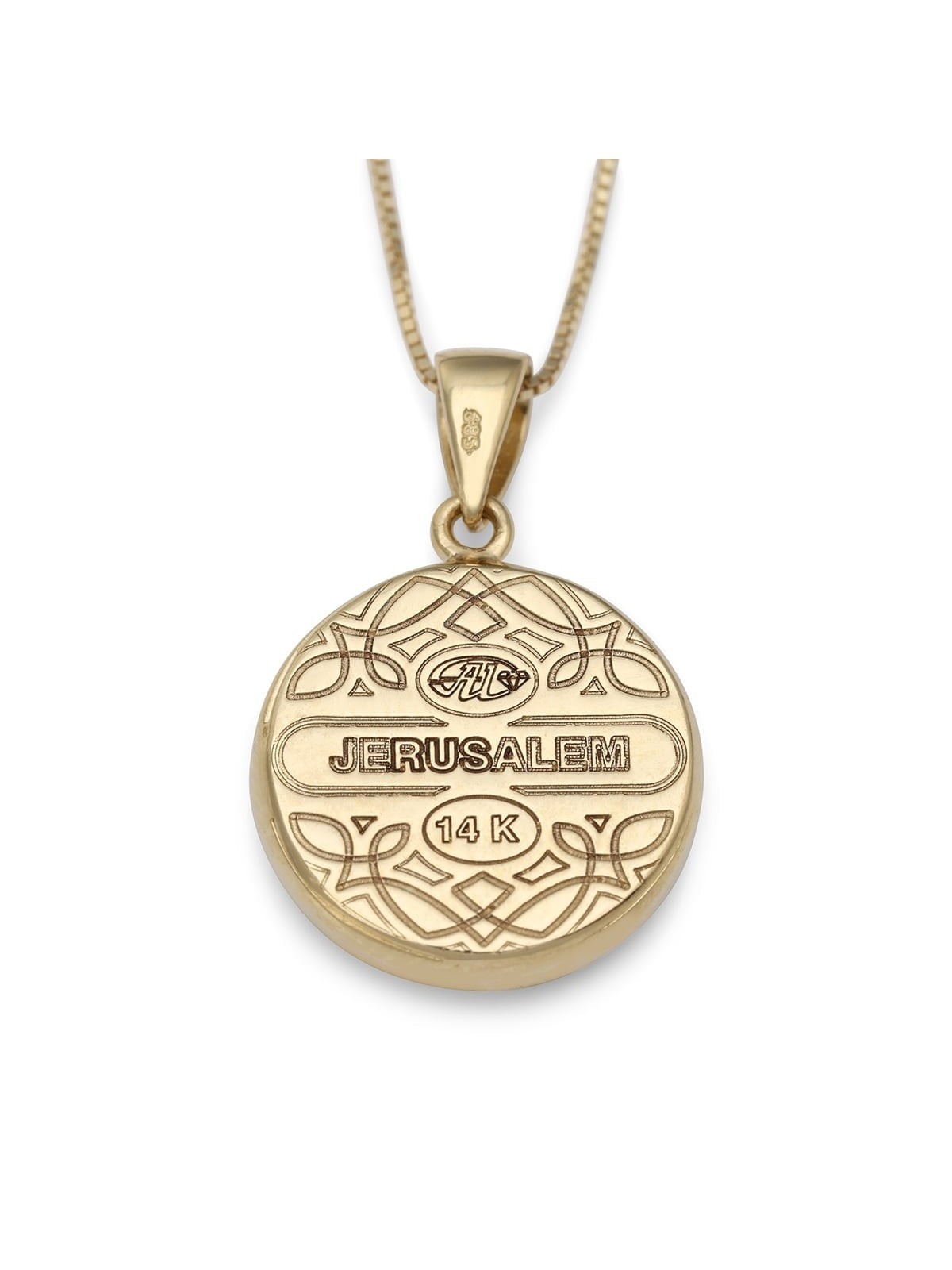 Collier à pendentif arbre de vie rond en or 14 carats avec diamants