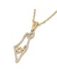 14K Gold Diamond-Studded Outline of the Land of Israel Pendant with St