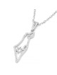 Pendentif contour de la terre d'Israël serti de diamants en or 14 carats avec St