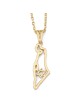 Pendentif contour de la terre d'Israël serti de diamants en or 14 carats avec St