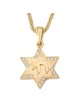 14K Gold Star of David Pendant Necklace with Chai and Diamonds