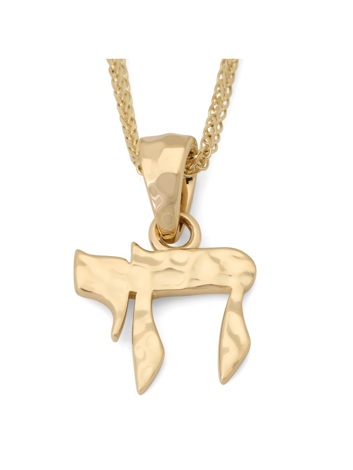 14K Gold Hammered Chai Pendant Necklace for Women - Symbol of Life