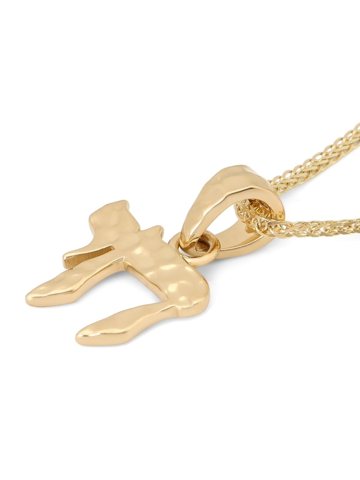 14K Gold Hammered Chai Pendant Necklace for Women - Symbol of Life