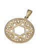 Pendentif disque étoile de David décoratif en or 14 carats