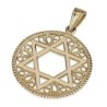 14K Gold Decorative Star of David Disc Pendant