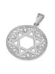 Pendentif disque étoile de David décoratif en or 14 carats