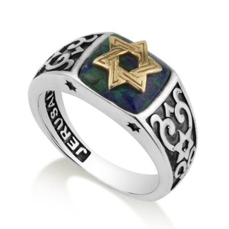 Marina Jewelry Bague en argent sterling 925 et pierre d'Eilat avec plaqué or