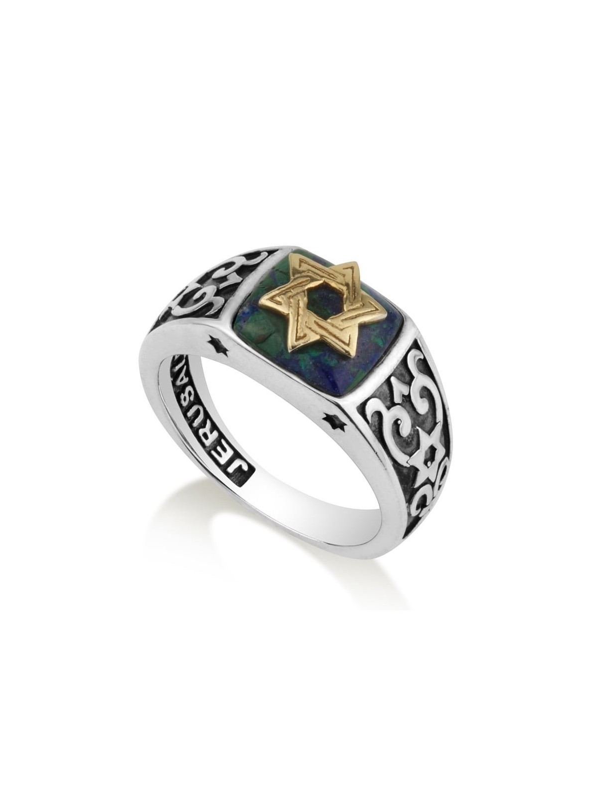 Marina Jewelry 925 Sterling Silver and Eilat Stone Ring With Gold-Plat