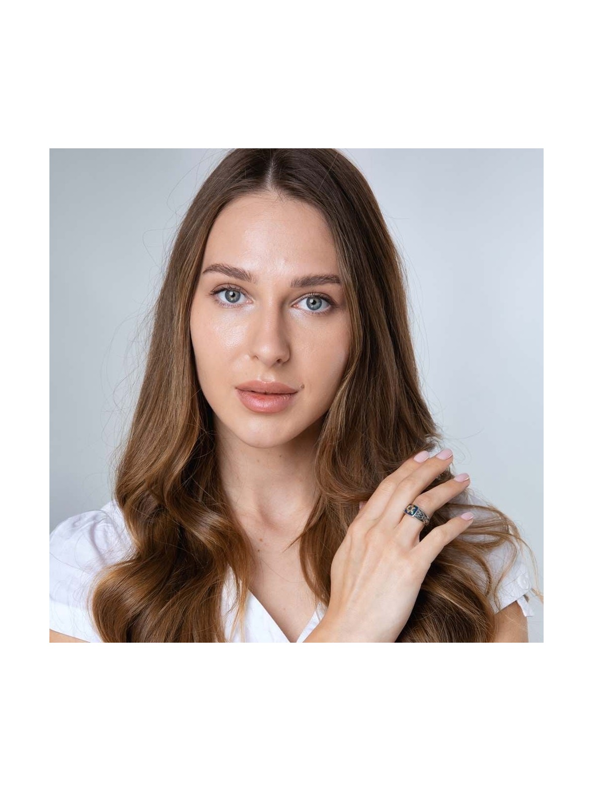 Marina Jewelry 925 Sterling Silver and Eilat Stone Ring With Gold-Plat