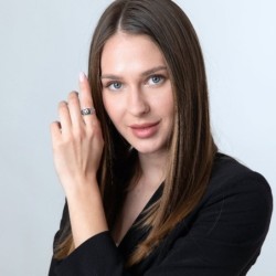 Marina Jewelry 925 Sterling Silver and Eilat Stone Ring With Gold-Plat