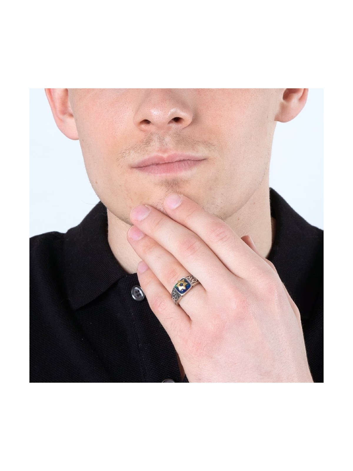 Marina Jewelry 925 Sterling Silver and Eilat Stone Ring With Gold-Plat