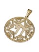 Pendentif étoile de David en or 14 carats avec disque Chai