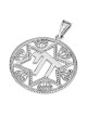 14K Gold Star of David with Chai Disc Pendant