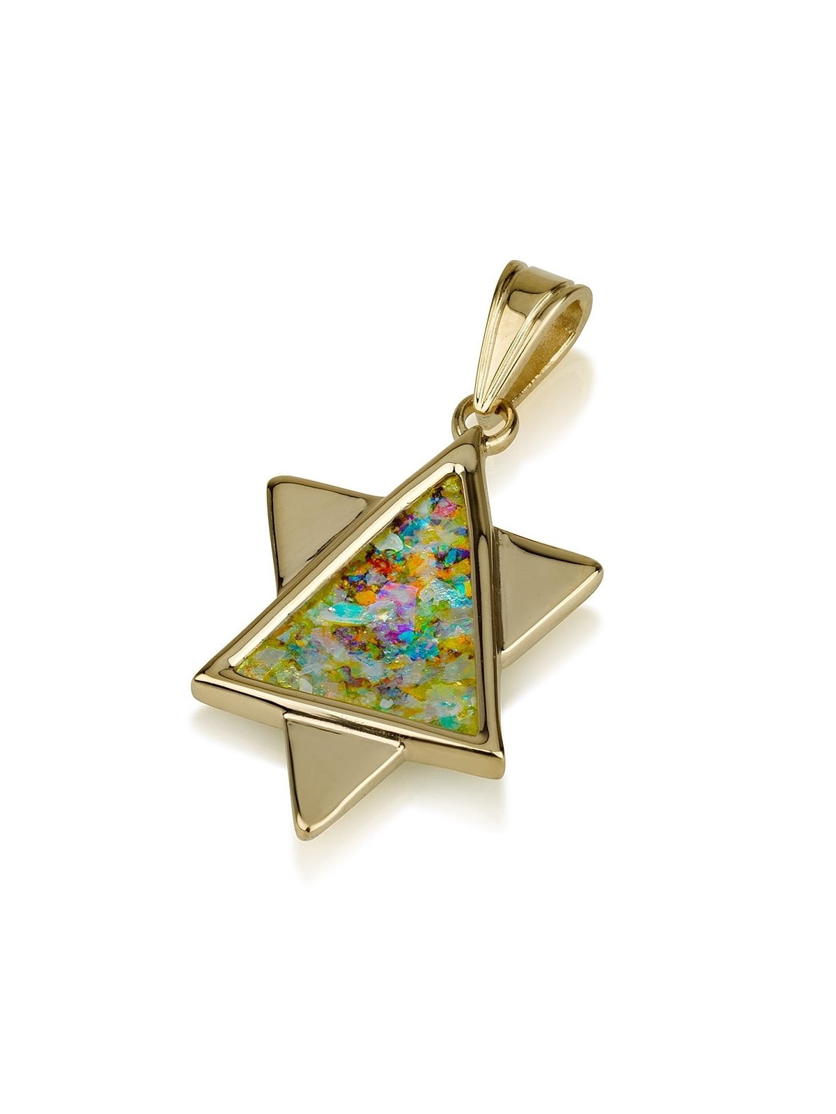 Elegant 14K Gold and Roman Glass Star of David Pendant
