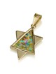 Élégant pendentif étoile de David en or 14 carats et verre romain