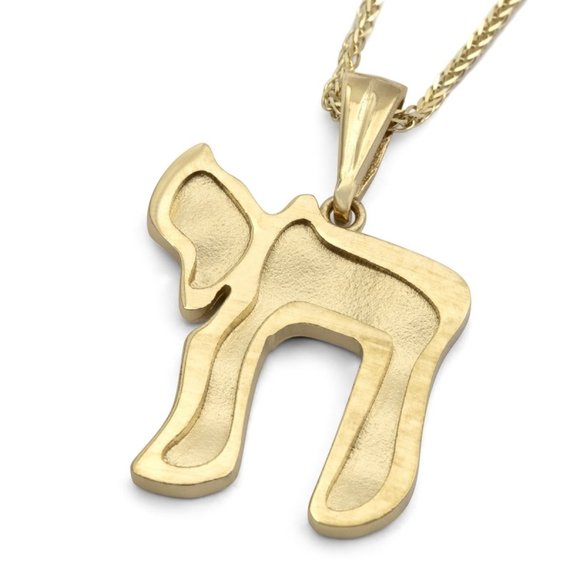 Collier élégant avec pendentif Chai en or 14 carats