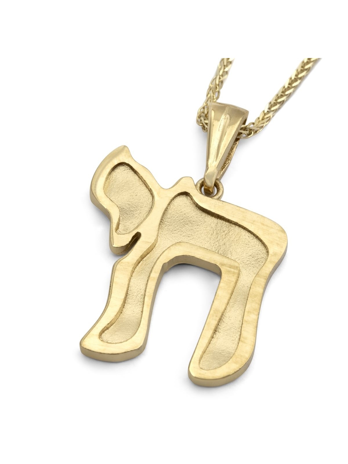 Collier élégant avec pendentif Chai en or 14 carats