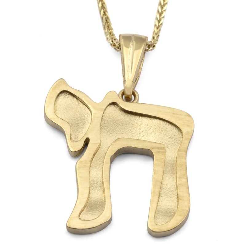 Stylish 14K Gold Chai Pendant Necklace