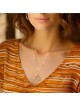 Grand pendentif double étoile de David en or 14 carats pour femme avec motif orné