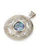 Roman Glass and Silver Emerging Star of David Pendant Necklace