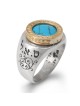 Wealth: Silver, Gold & Turquoise Stone Kabbalah Ring