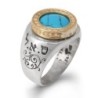 Wealth: Silver, Gold & Turquoise Stone Kabbalah Ring