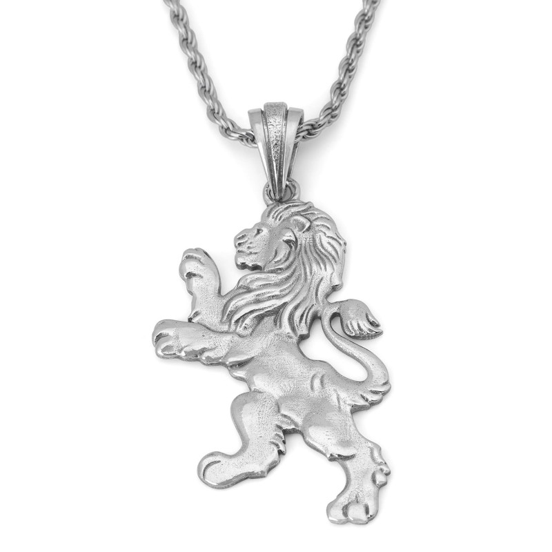Collier avec pendentif Lion rugissant de Juda en argent sterling 925 pour homme