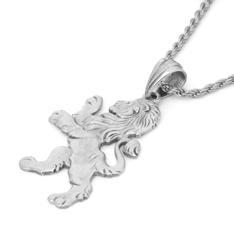 Collier avec pendentif Lion rugissant de Juda en argent sterling 925 pour homme