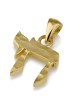 14K Gold Chai Pendant with Rippled Finish