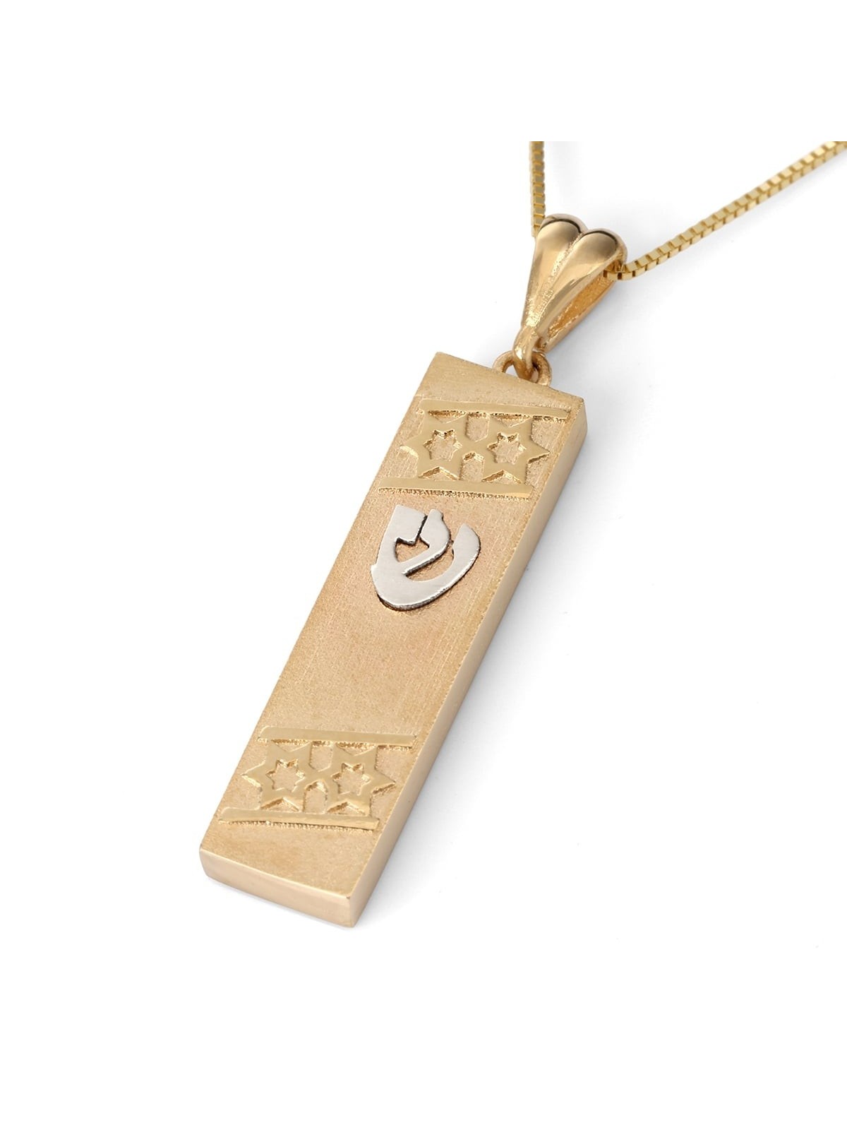 Two-Toned 14K Gold Mezuzah Pendant Necklace