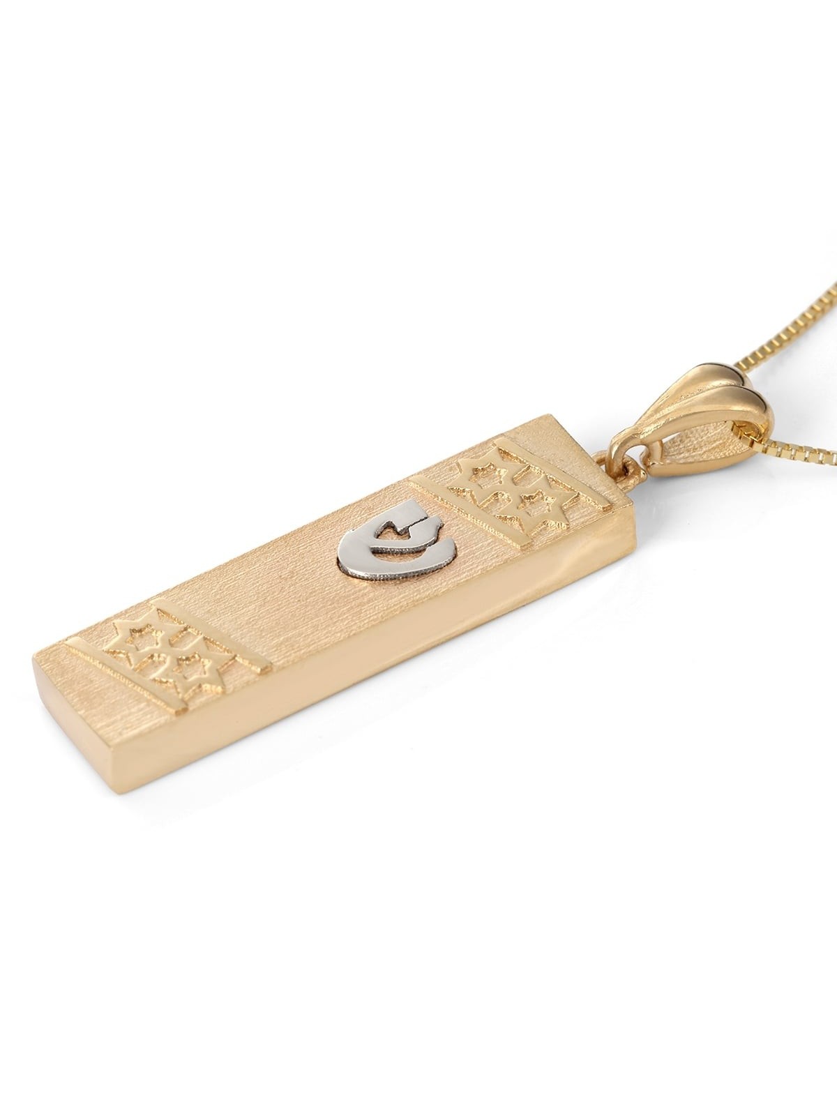 Two-Toned 14K Gold Mezuzah Pendant Necklace