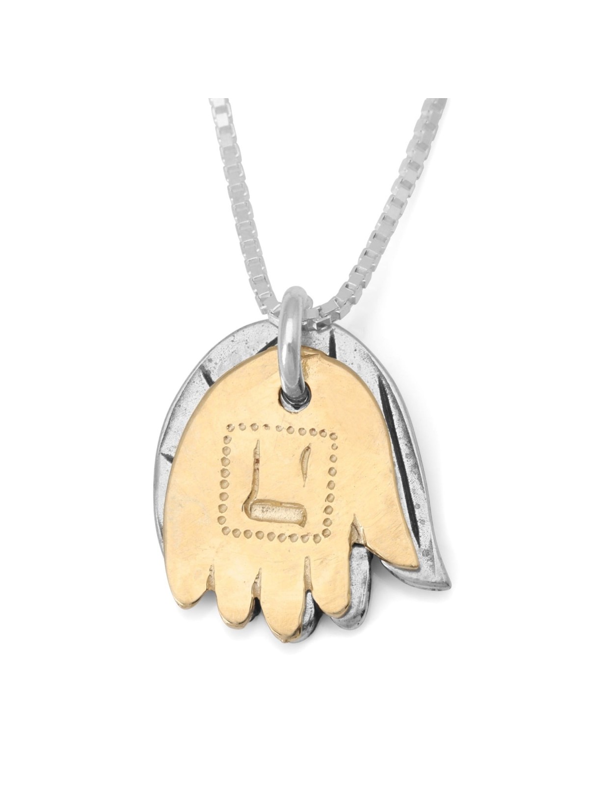 Collier Double Hamsa Argent et Or - Bénédictions / Mauvais Oeil