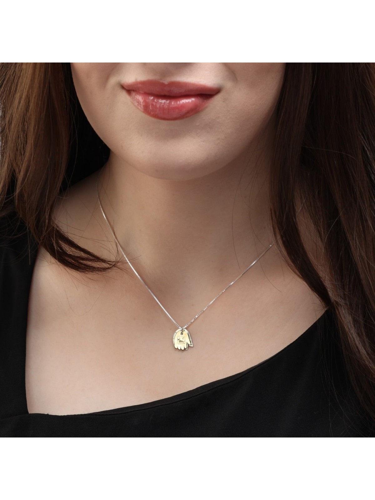 Collier Double Hamsa Argent et Or - Bénédictions / Mauvais Oeil